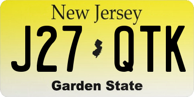 NJ license plate J27QTK