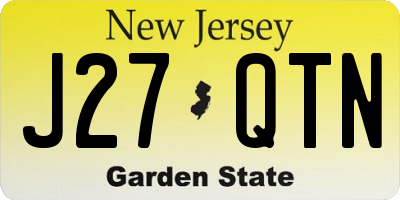 NJ license plate J27QTN