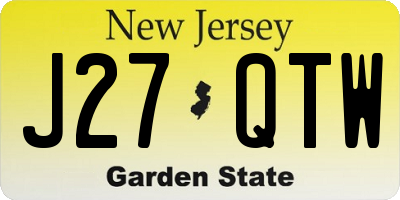 NJ license plate J27QTW