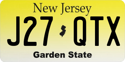 NJ license plate J27QTX