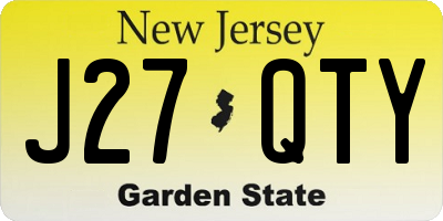 NJ license plate J27QTY