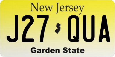NJ license plate J27QUA