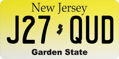 NJ license plate J27QUD
