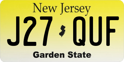 NJ license plate J27QUF