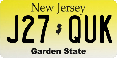 NJ license plate J27QUK