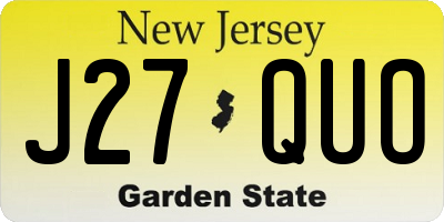 NJ license plate J27QUO