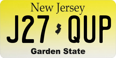 NJ license plate J27QUP