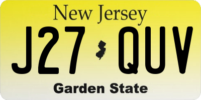 NJ license plate J27QUV