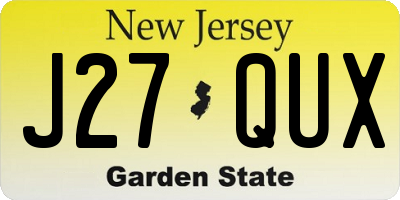 NJ license plate J27QUX