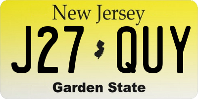 NJ license plate J27QUY