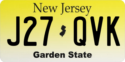 NJ license plate J27QVK