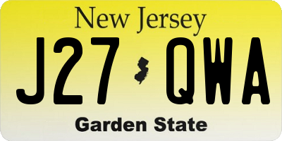 NJ license plate J27QWA