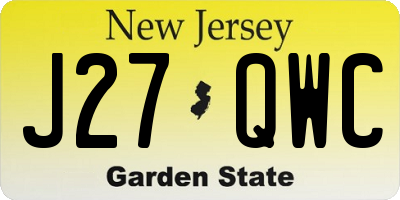 NJ license plate J27QWC