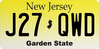 NJ license plate J27QWD