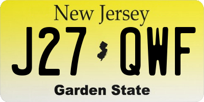 NJ license plate J27QWF