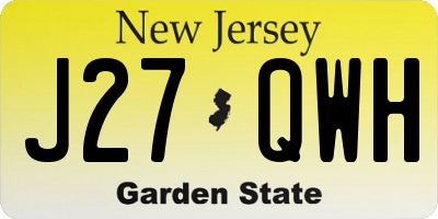 NJ license plate J27QWH