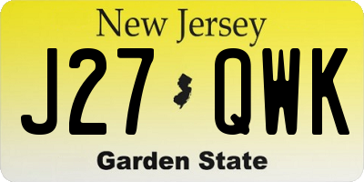 NJ license plate J27QWK