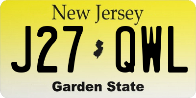 NJ license plate J27QWL