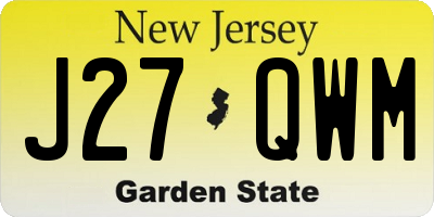 NJ license plate J27QWM