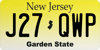 NJ license plate J27QWP
