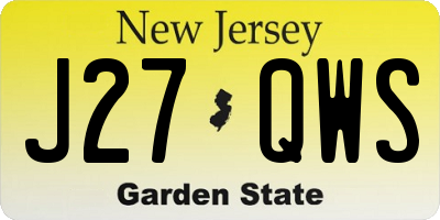 NJ license plate J27QWS