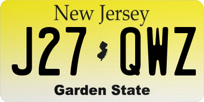 NJ license plate J27QWZ