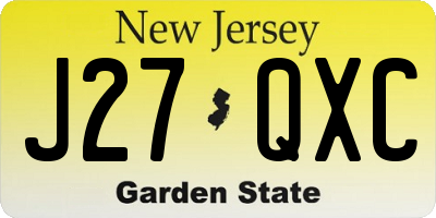 NJ license plate J27QXC