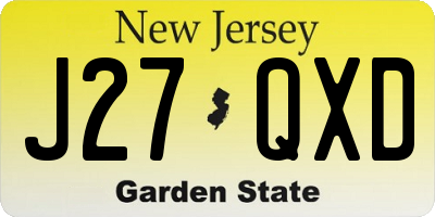 NJ license plate J27QXD
