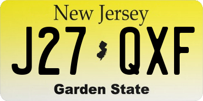 NJ license plate J27QXF