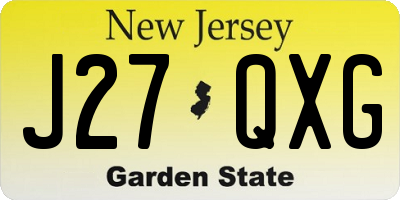 NJ license plate J27QXG