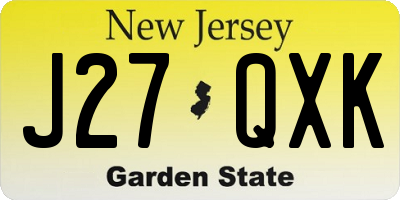 NJ license plate J27QXK