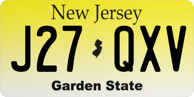 NJ license plate J27QXV