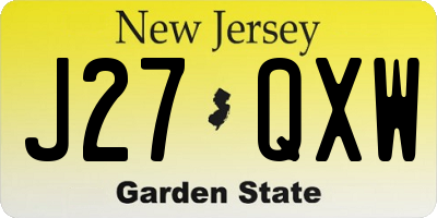 NJ license plate J27QXW