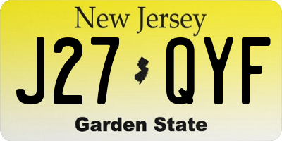 NJ license plate J27QYF