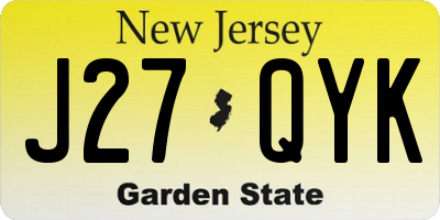 NJ license plate J27QYK