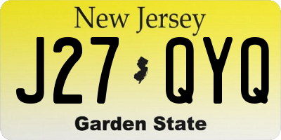 NJ license plate J27QYQ
