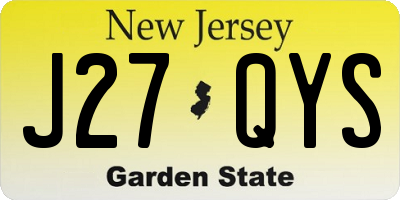 NJ license plate J27QYS