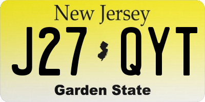 NJ license plate J27QYT