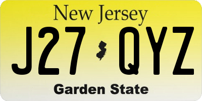 NJ license plate J27QYZ