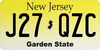 NJ license plate J27QZC