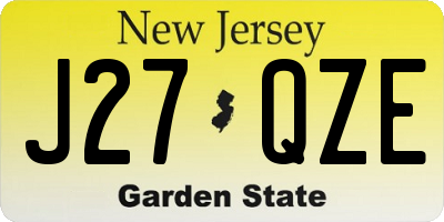 NJ license plate J27QZE