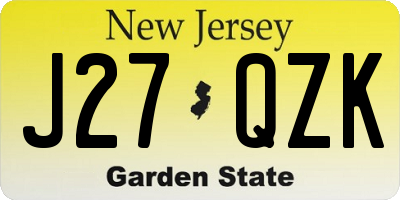 NJ license plate J27QZK