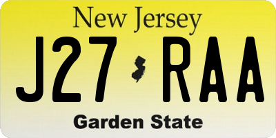 NJ license plate J27RAA