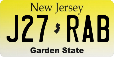 NJ license plate J27RAB