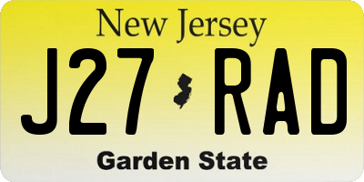 NJ license plate J27RAD