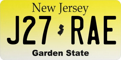 NJ license plate J27RAE