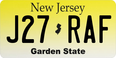 NJ license plate J27RAF