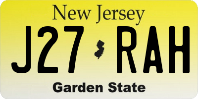 NJ license plate J27RAH
