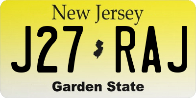 NJ license plate J27RAJ