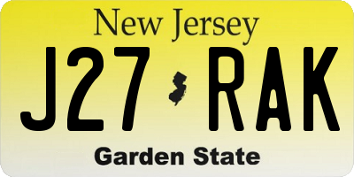 NJ license plate J27RAK